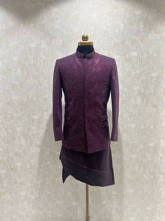 Sequins Work Indowestern Bandhgala Suit Set