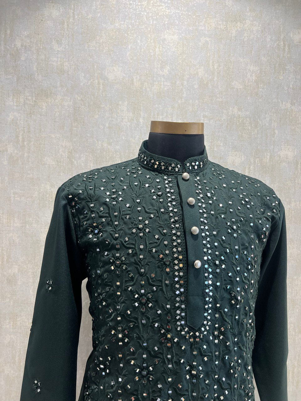 Real Glass Intricate Threadwork Kurta Set