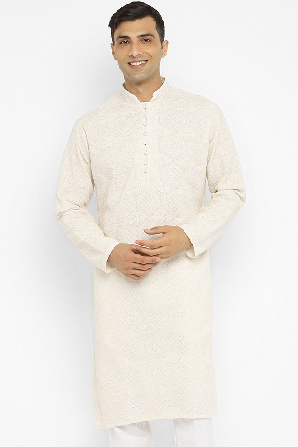 Chikankari Kurta Set With Motif Embroidery