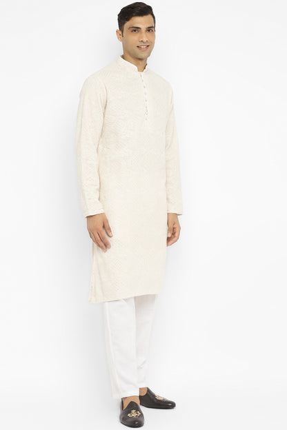 Chikankari Kurta Set With Motif Embroidery