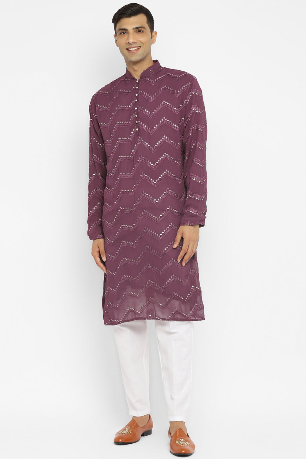 Grape Sequin Work Kurta Set