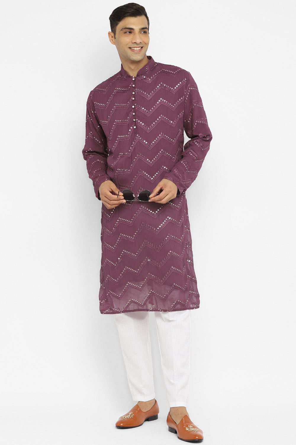 Grape Sequin Work Kurta Set