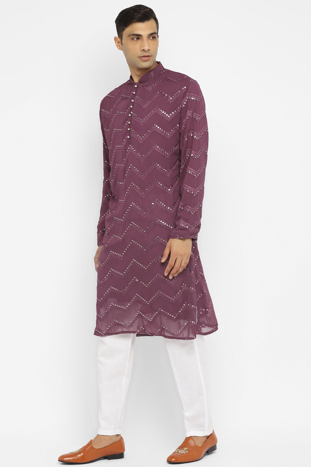 Grape Sequin Work Kurta Set