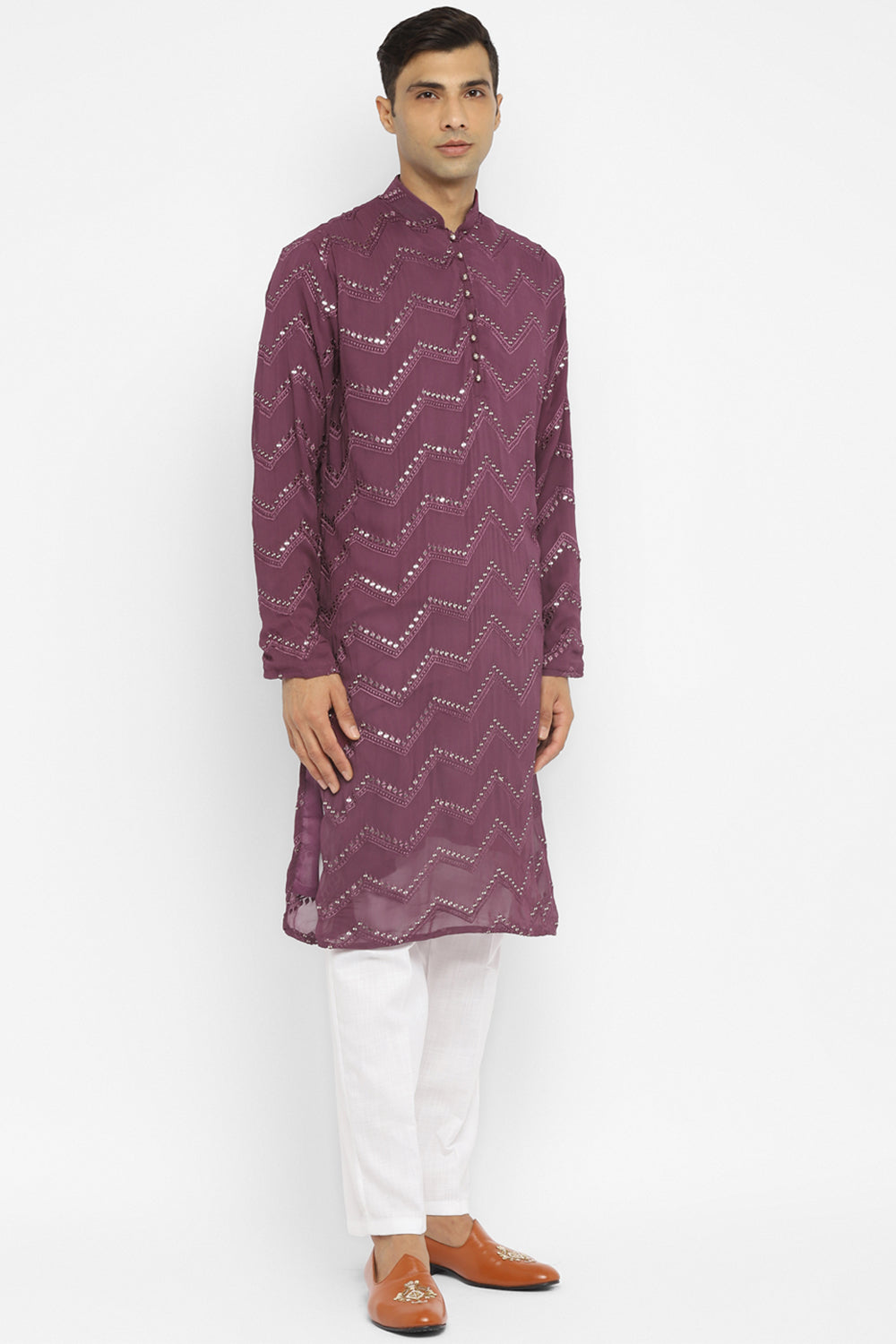 Grape Sequin Work Kurta Set