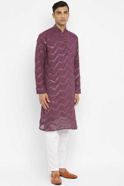 Grape Sequin Work Kurta Set