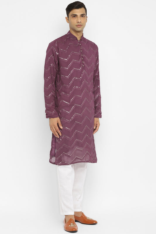 Grape Sequin Work Kurta Set