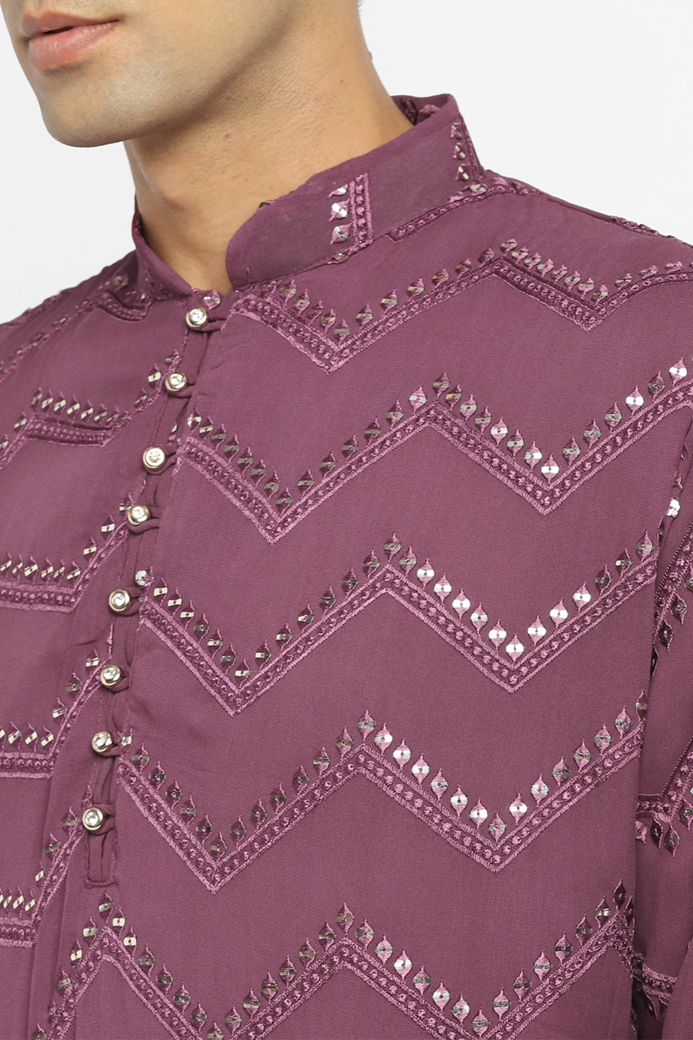 Grape Sequin Work Kurta Set