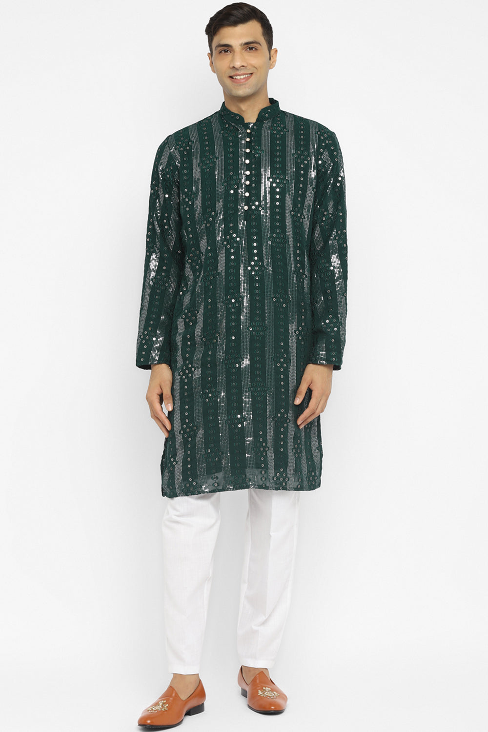 Panel Designed Sequin Embroidery Kurta Set