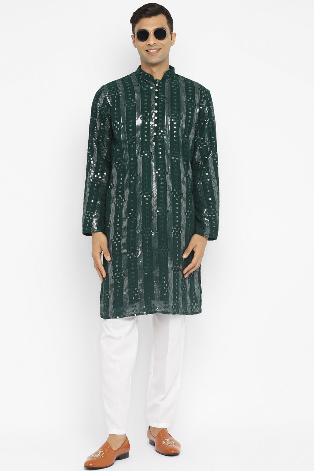 Panel Designed Sequin Embroidery Kurta Set