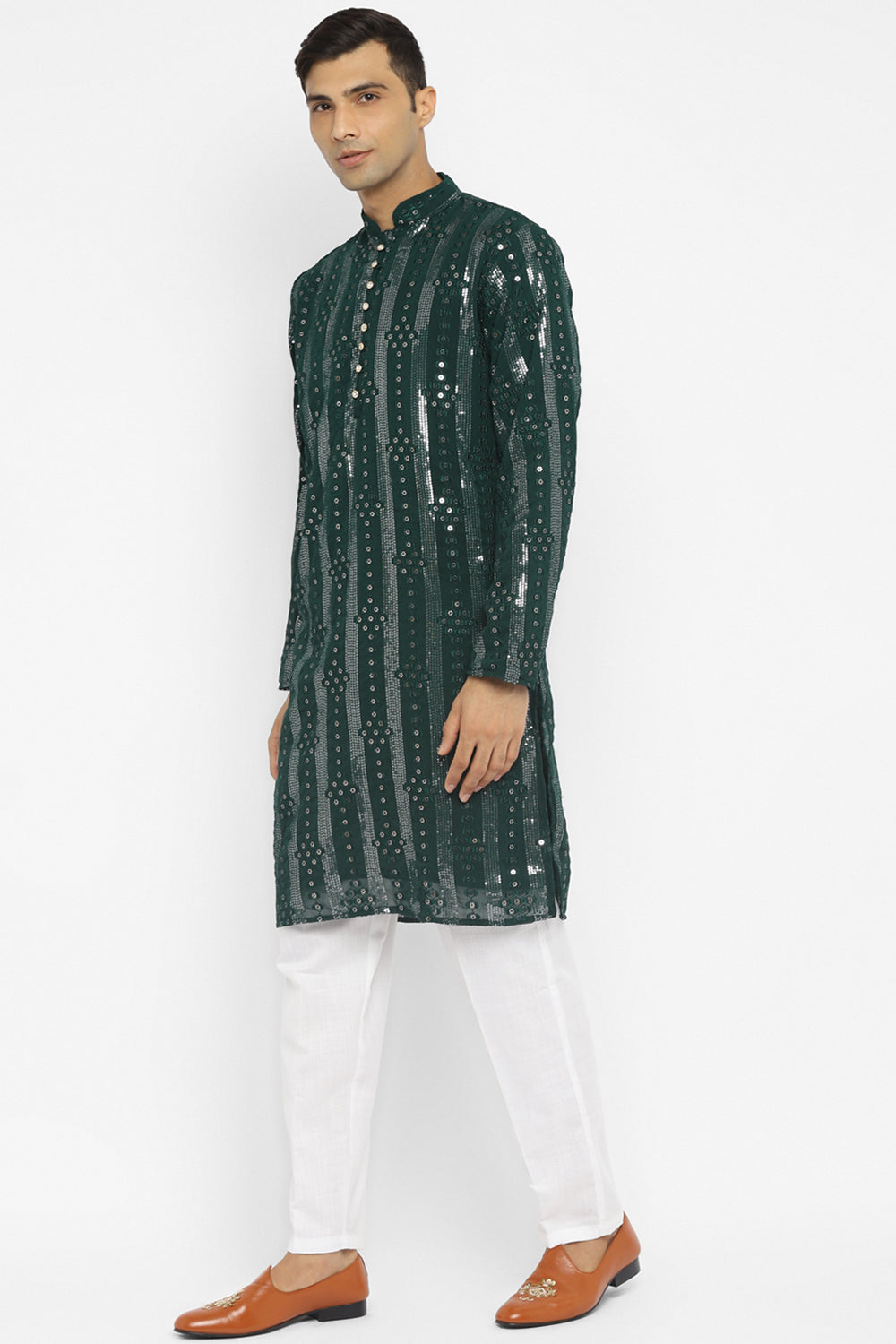 Panel Designed Sequin Embroidery Kurta Set