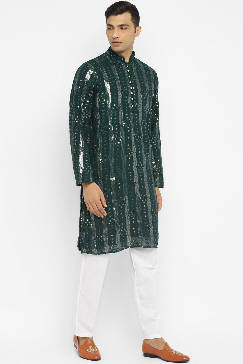 Panel Designed Sequin Embroidery Kurta Set