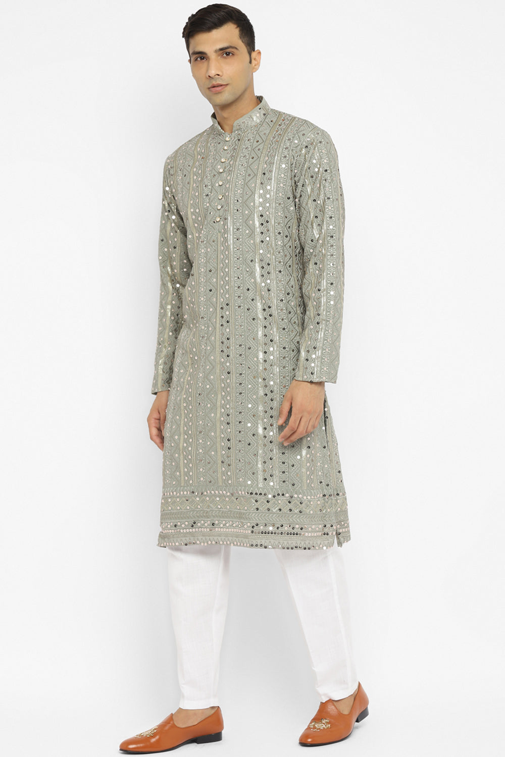 Formal Panel Embroidered Kurta Set