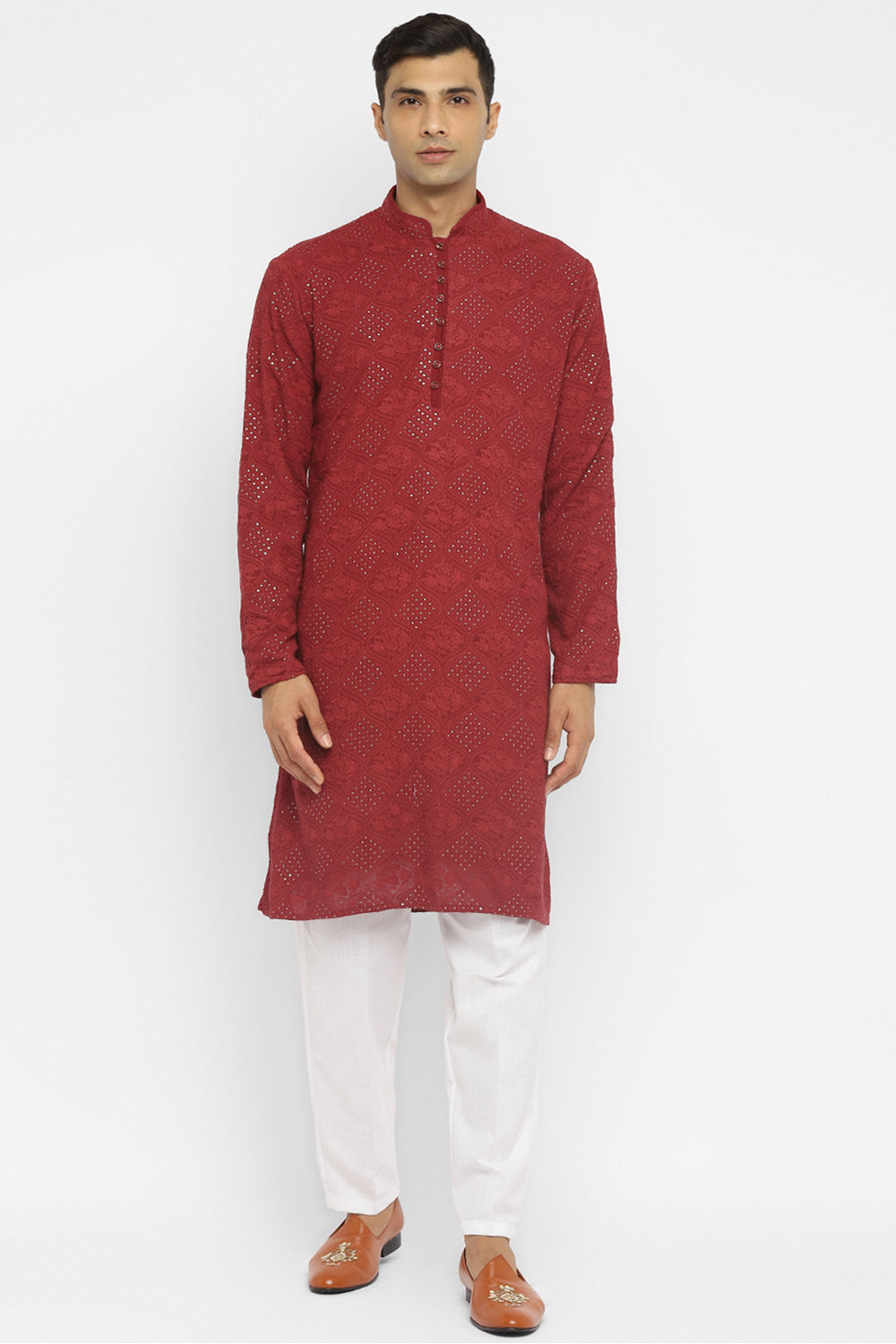 Chikankari Kurta Set With Motif Embroidery