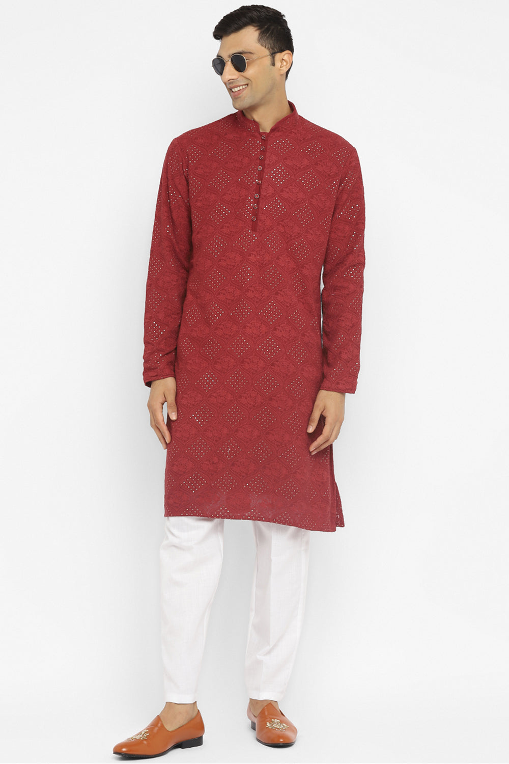 Chikankari Kurta Set With Motif Embroidery