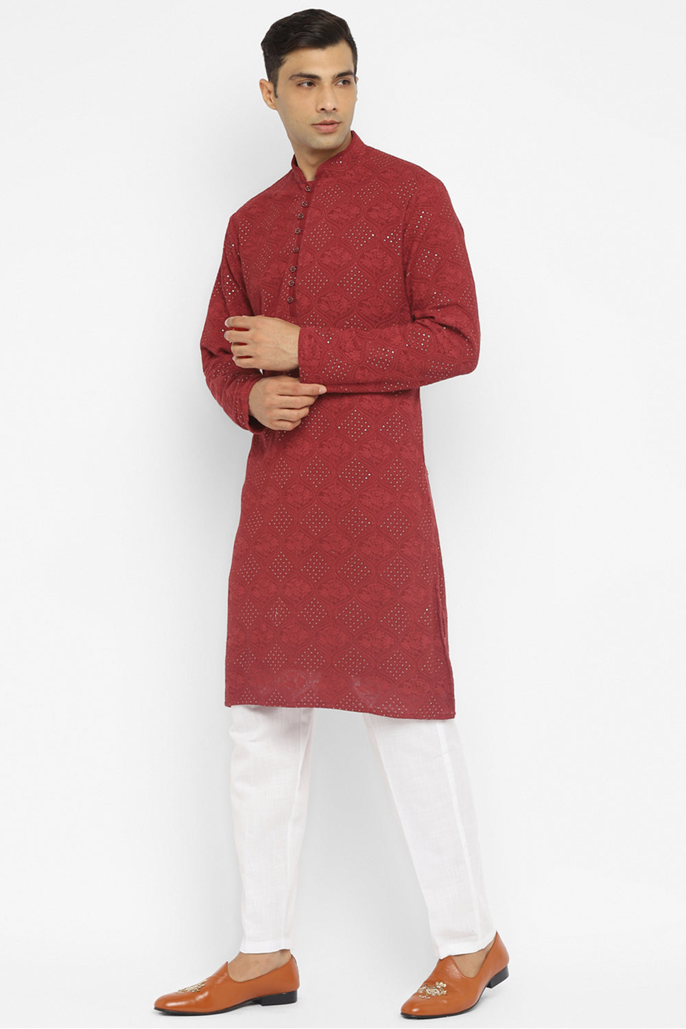 Chikankari Kurta Set With Motif Embroidery