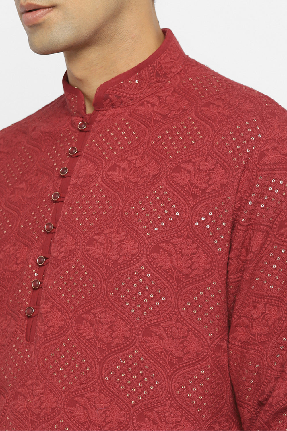 Chikankari Kurta Set With Motif Embroidery