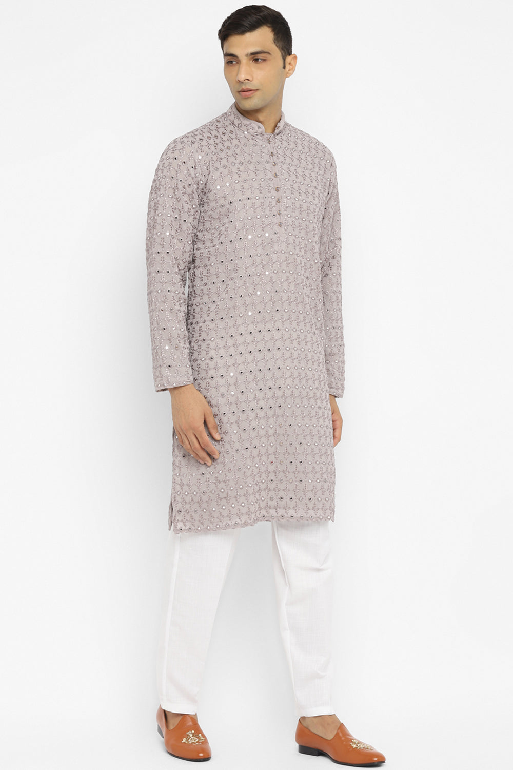 Steel Mirror Embroidery Kurta Set