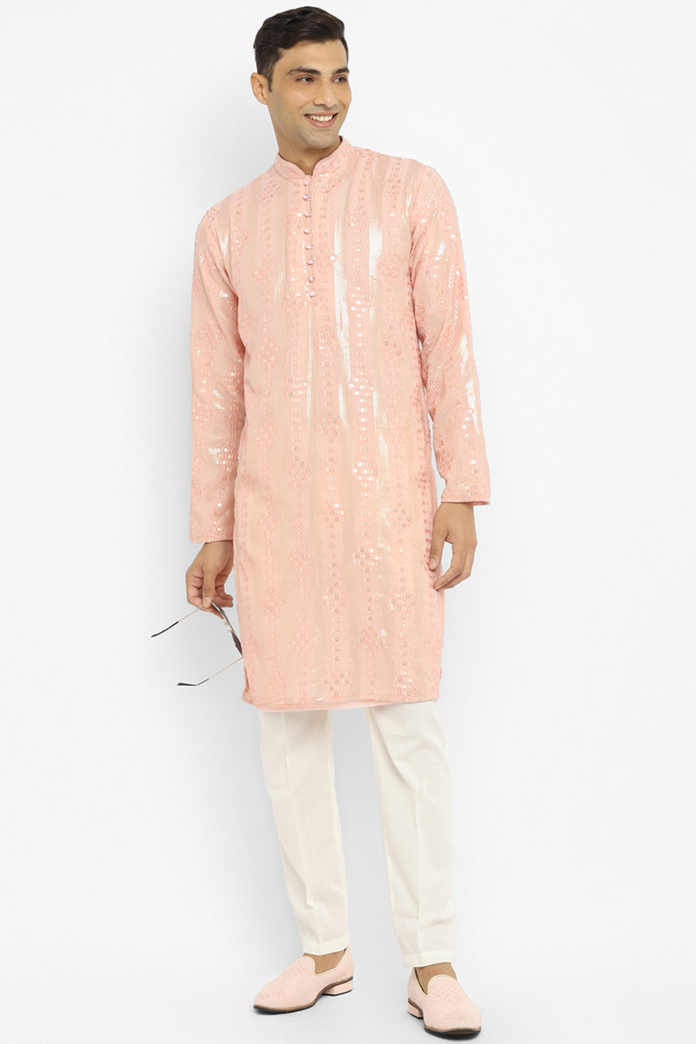 Panel Designed Sequin Embroidery Kurta Set