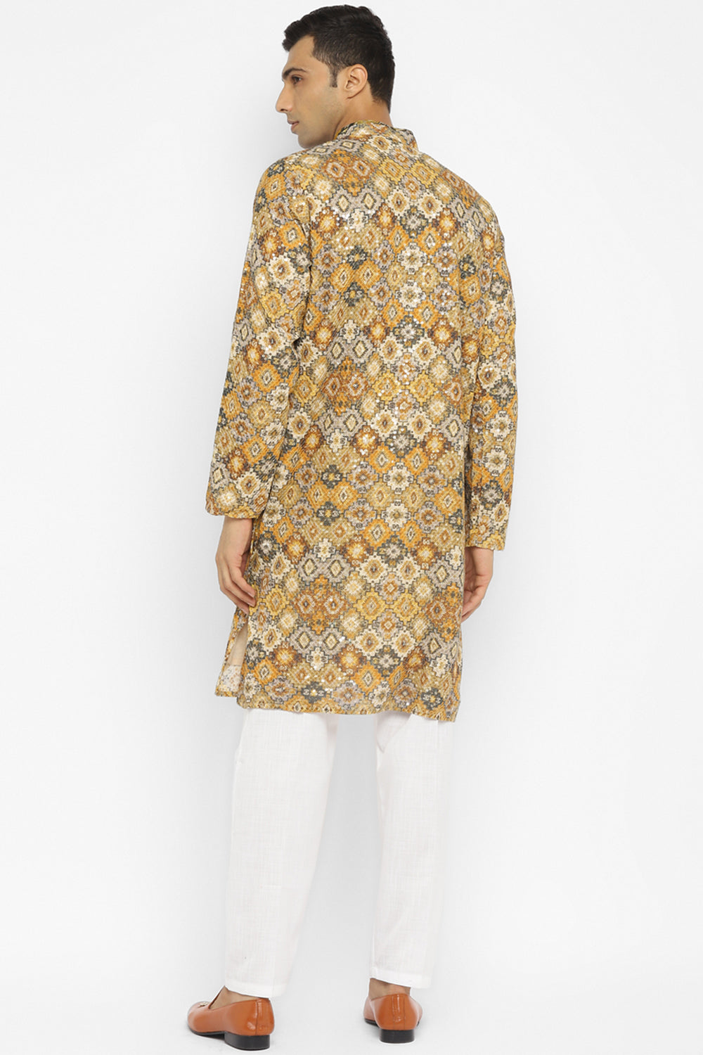 Formal Printed Kurta With Sequin Embroidery