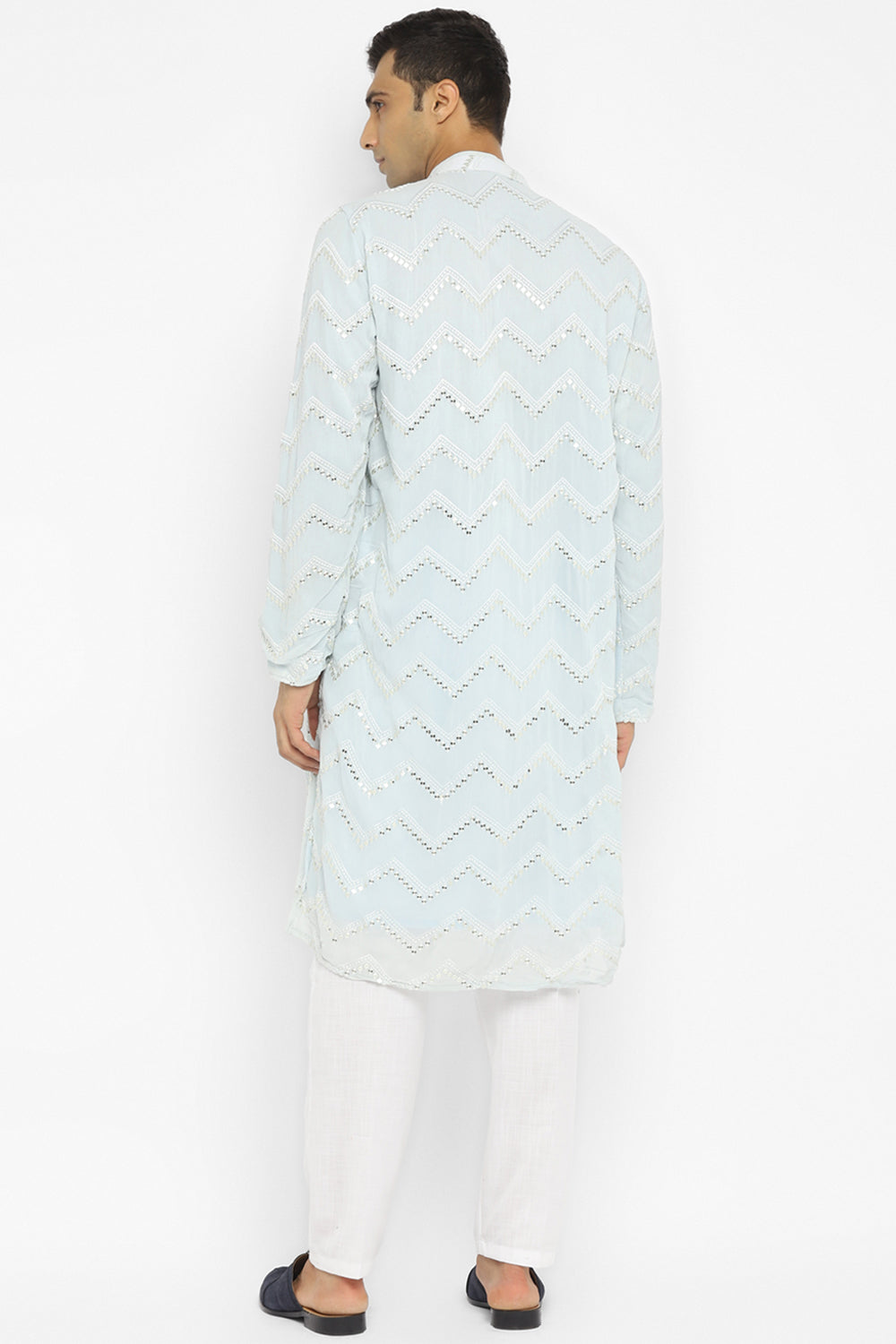 Chevron Sequin Embroidery Kurta Set