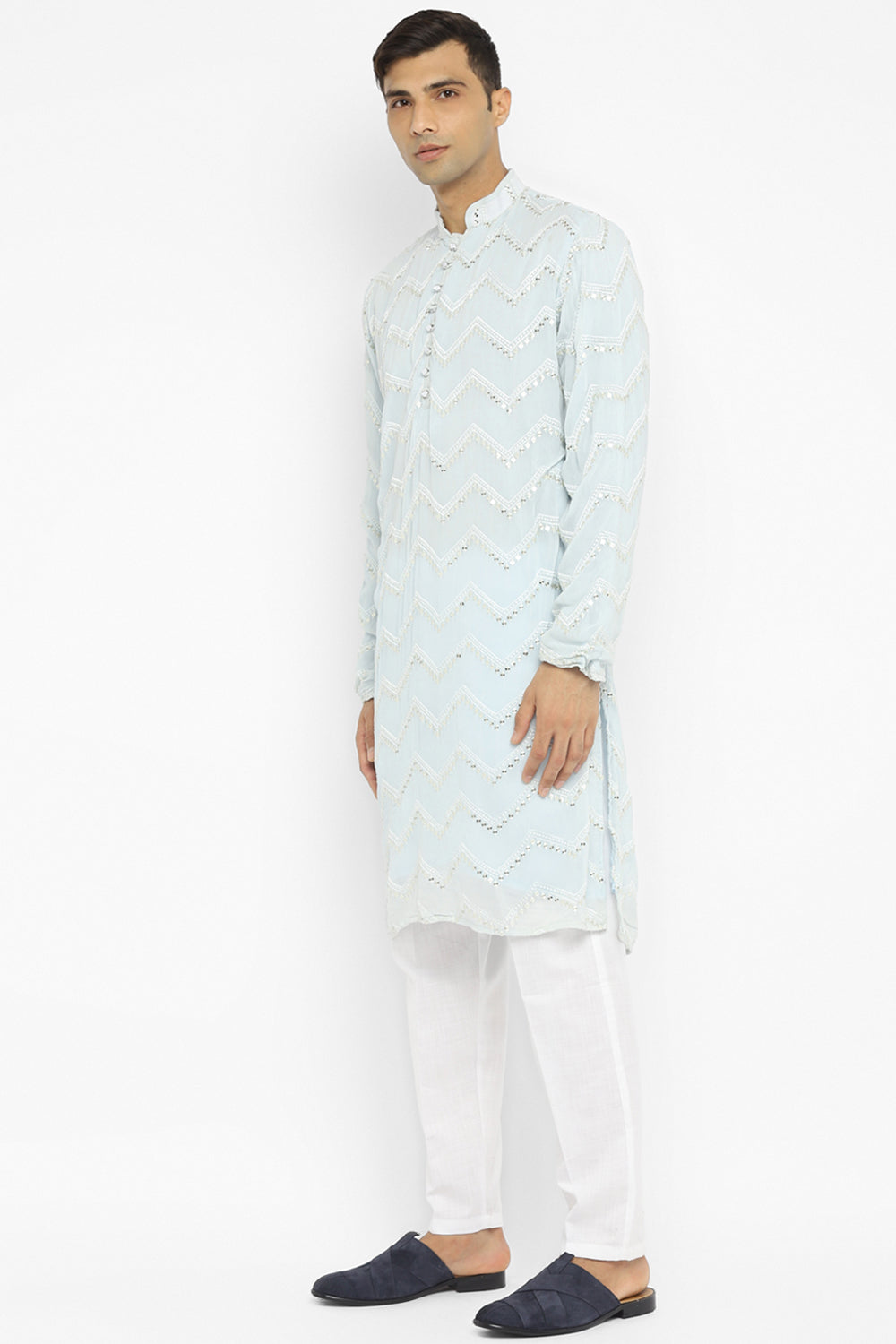 Chevron Sequin Embroidery Kurta Set