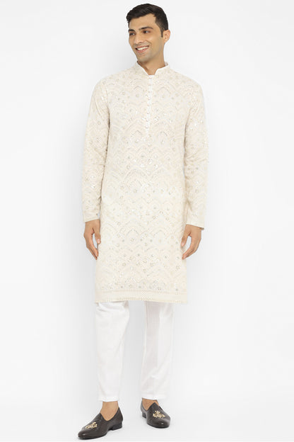 Sequin Chikankari Embroidery Kurta Set