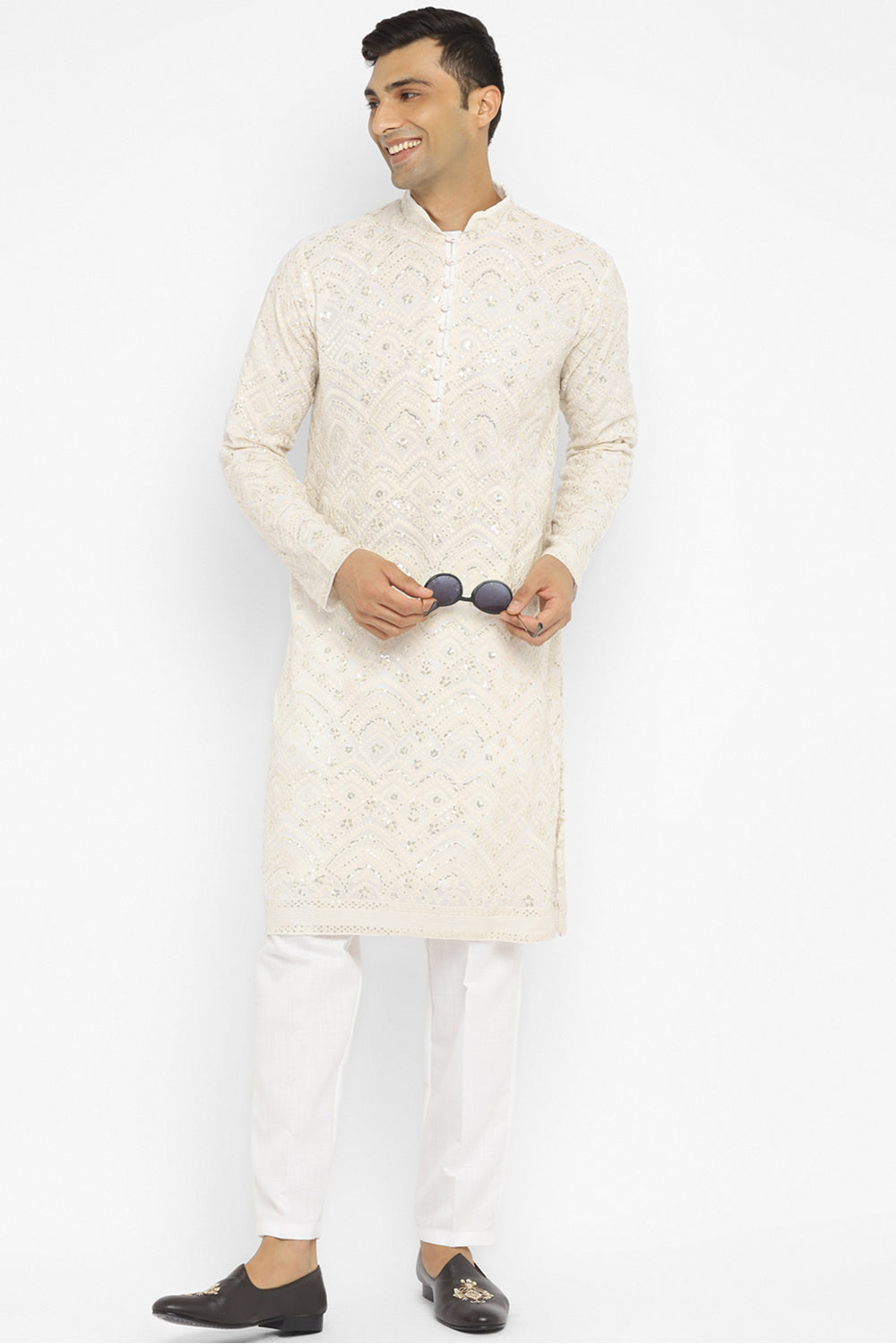 Sequin Chikankari Embroidery Kurta Set