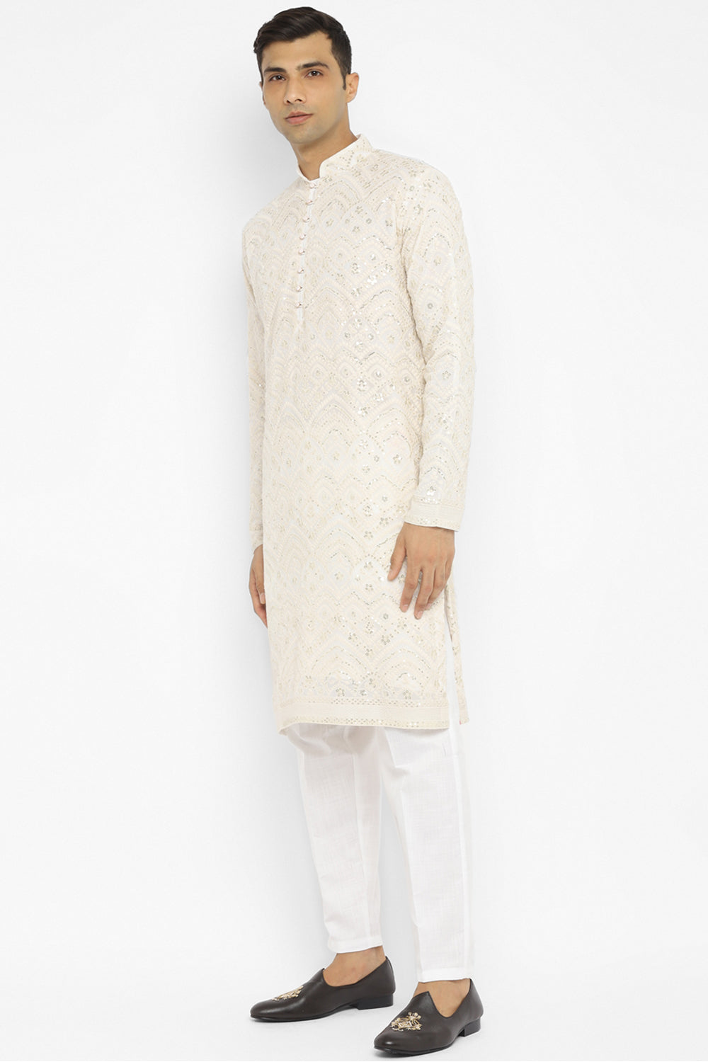 Sequin Chikankari Embroidery Kurta Set