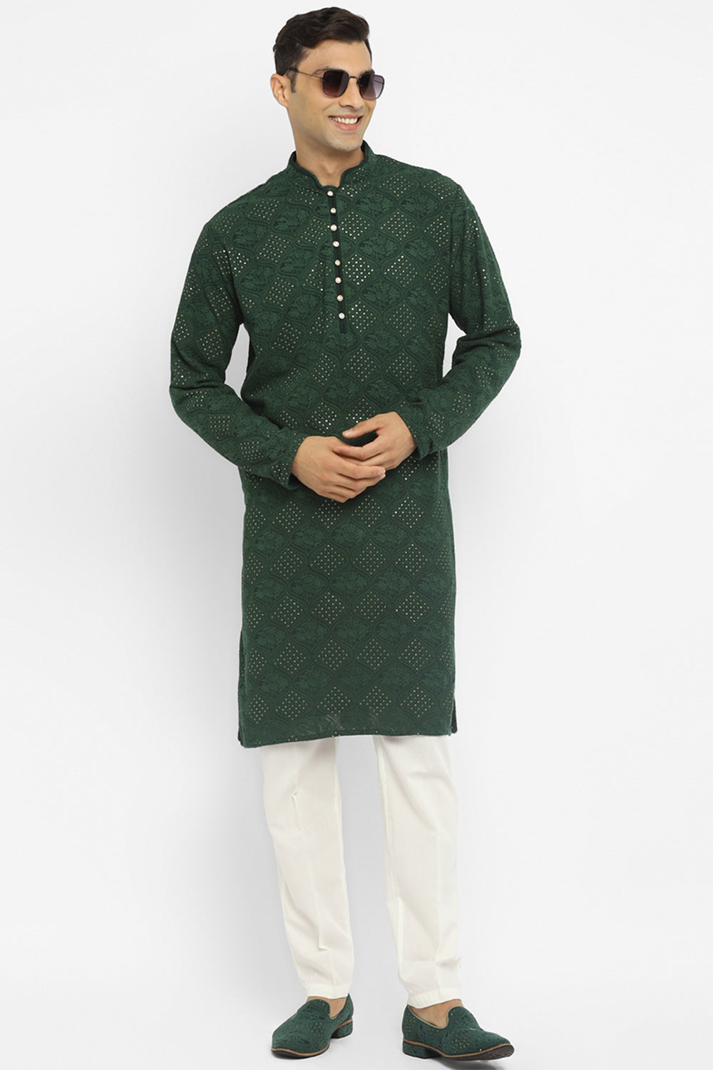 Chikankari Kurta Set With Motif Embroidery