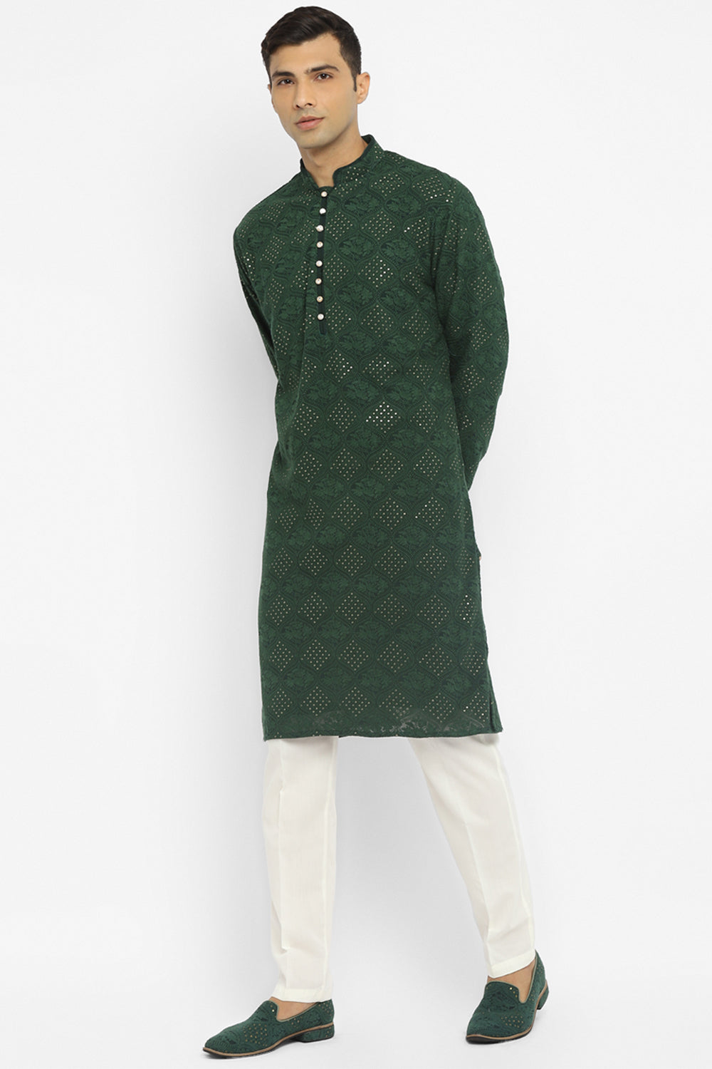 Chikankari Kurta Set With Motif Embroidery