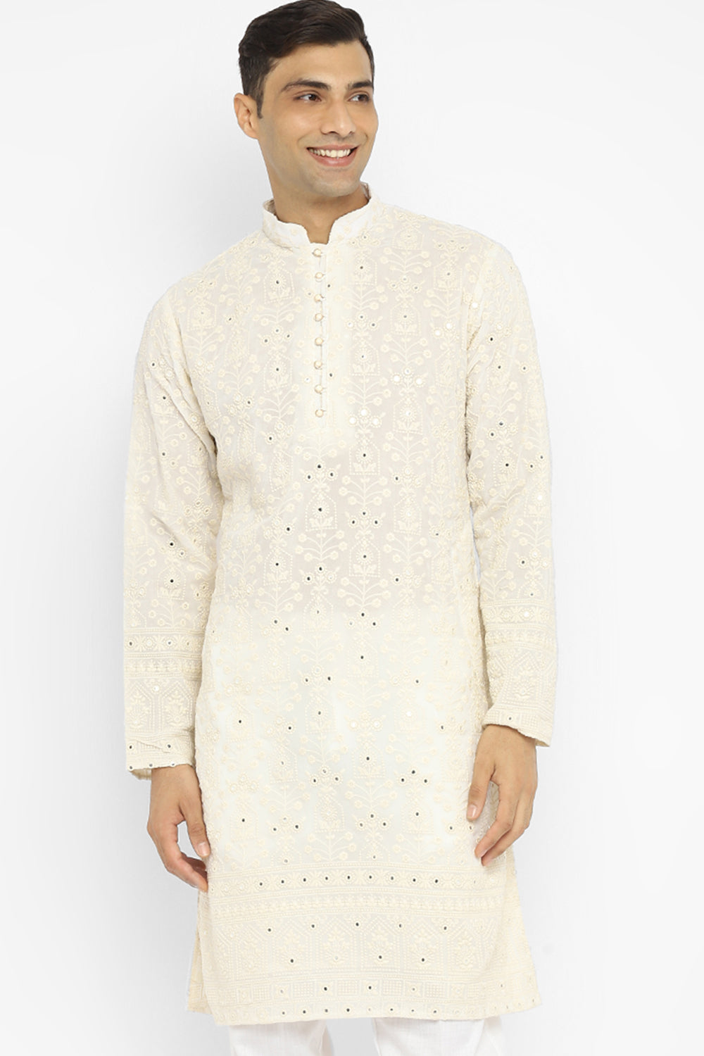 Chikankari Kurta Set With Motif Embroidery