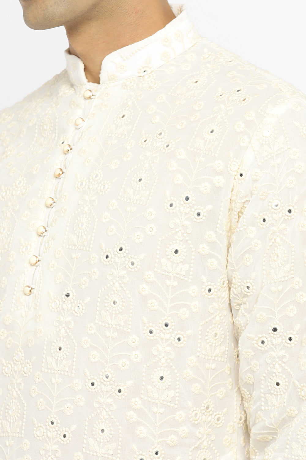 Chikankari Kurta Set With Motif Embroidery