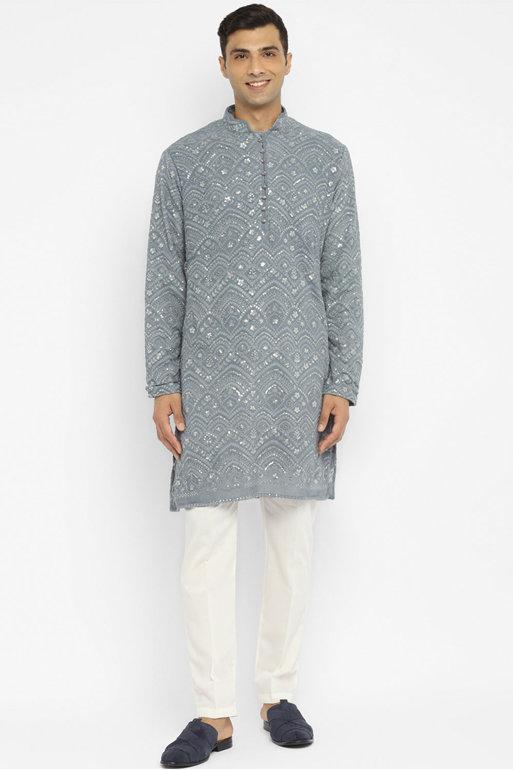 Sequin Chikankari Embroidery Kurta Set