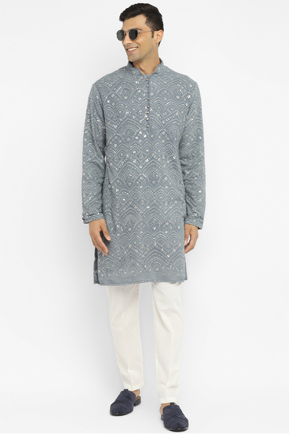 Sequin Chikankari Embroidery Kurta Set