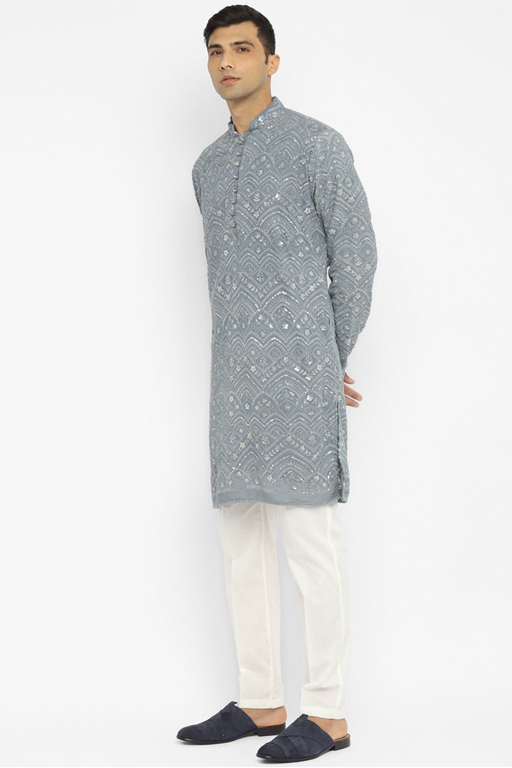 Sequin Chikankari Embroidery Kurta Set