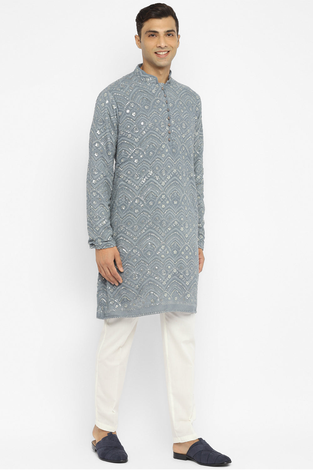 Sequin Chikankari Embroidery Kurta Set