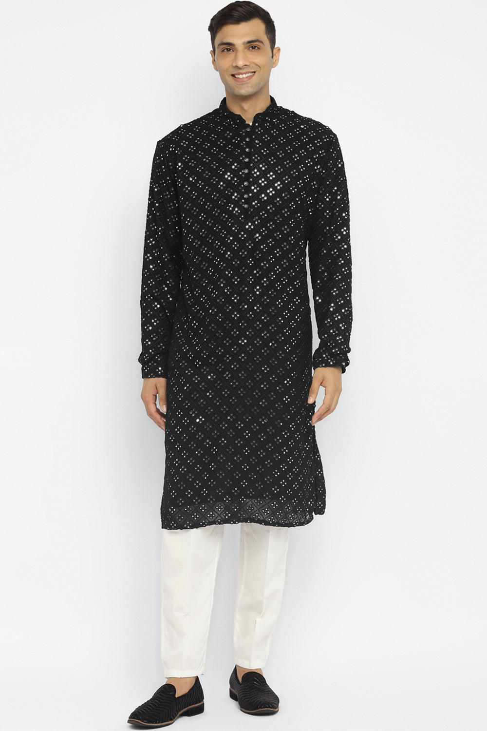 Classic Mirror Embroidery Kurta Set