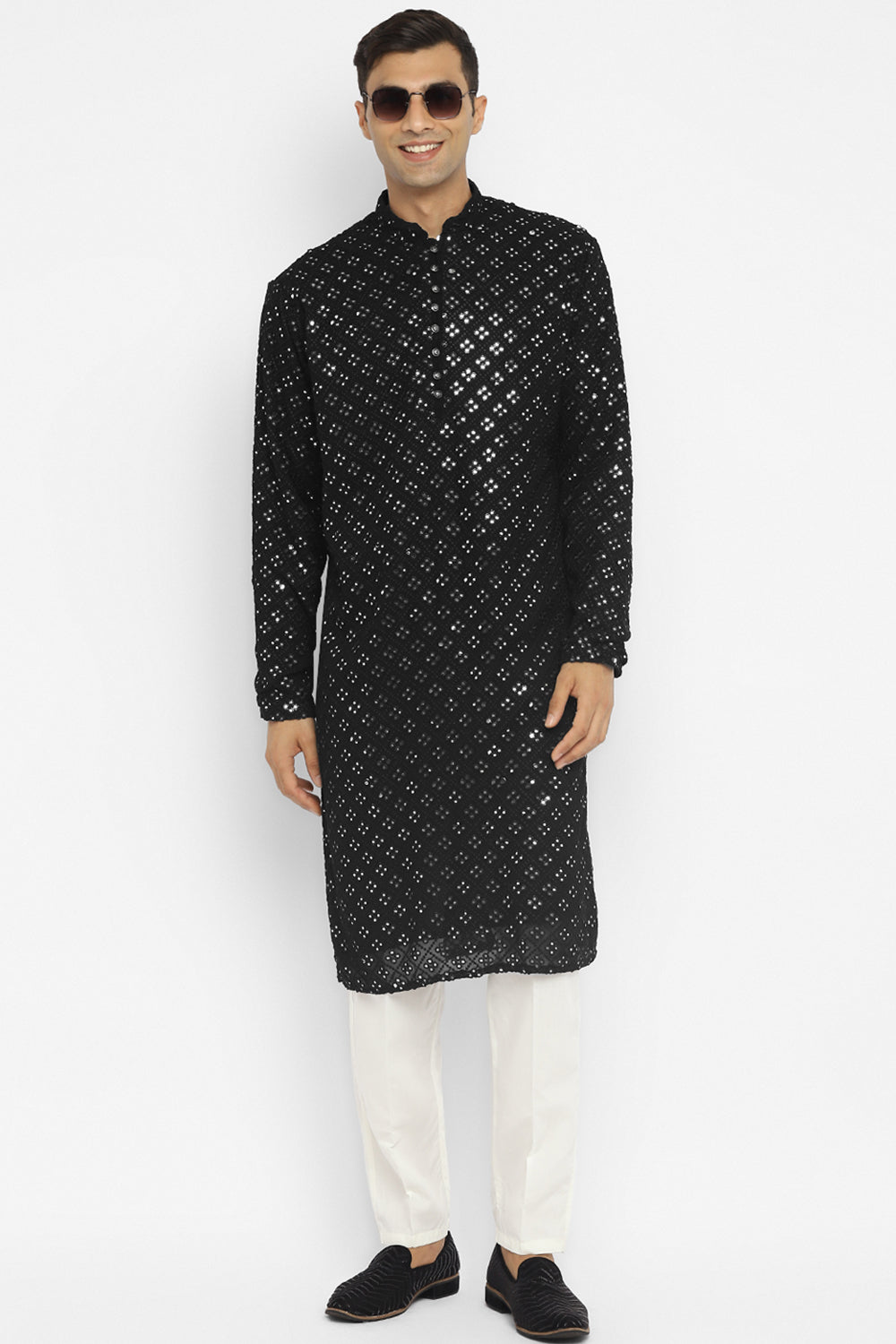 Classic Mirror Embroidery Kurta Set