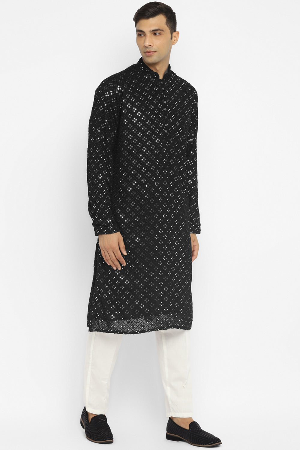 Classic Mirror Embroidery Kurta Set