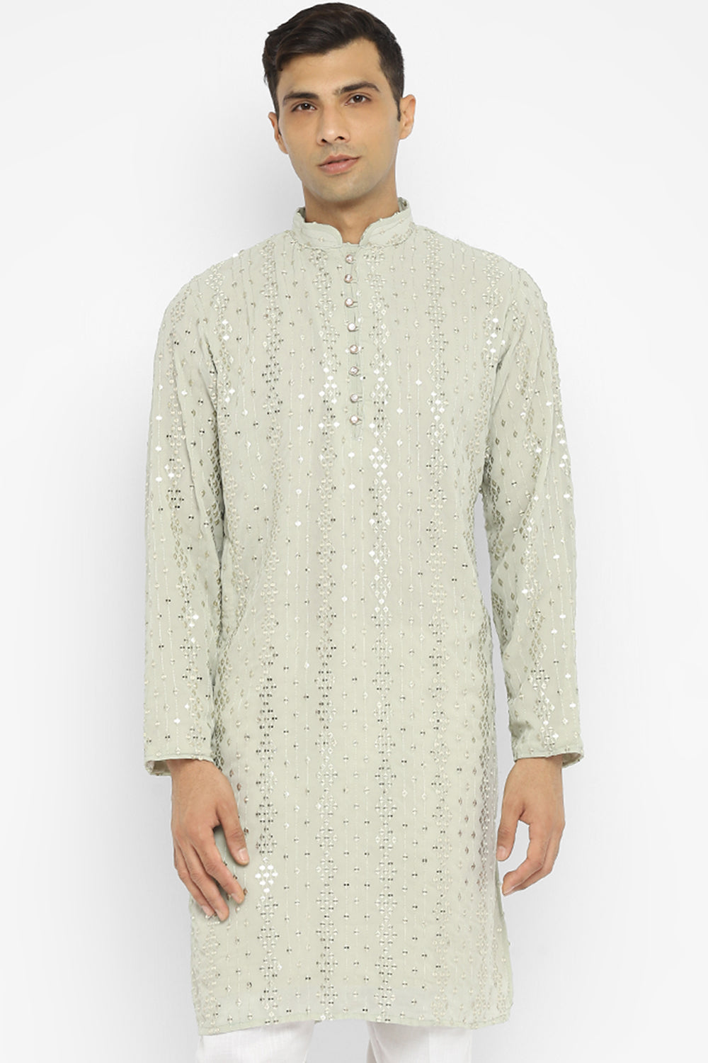 Embridered Kurta Set With Gold Sequin Embroidery