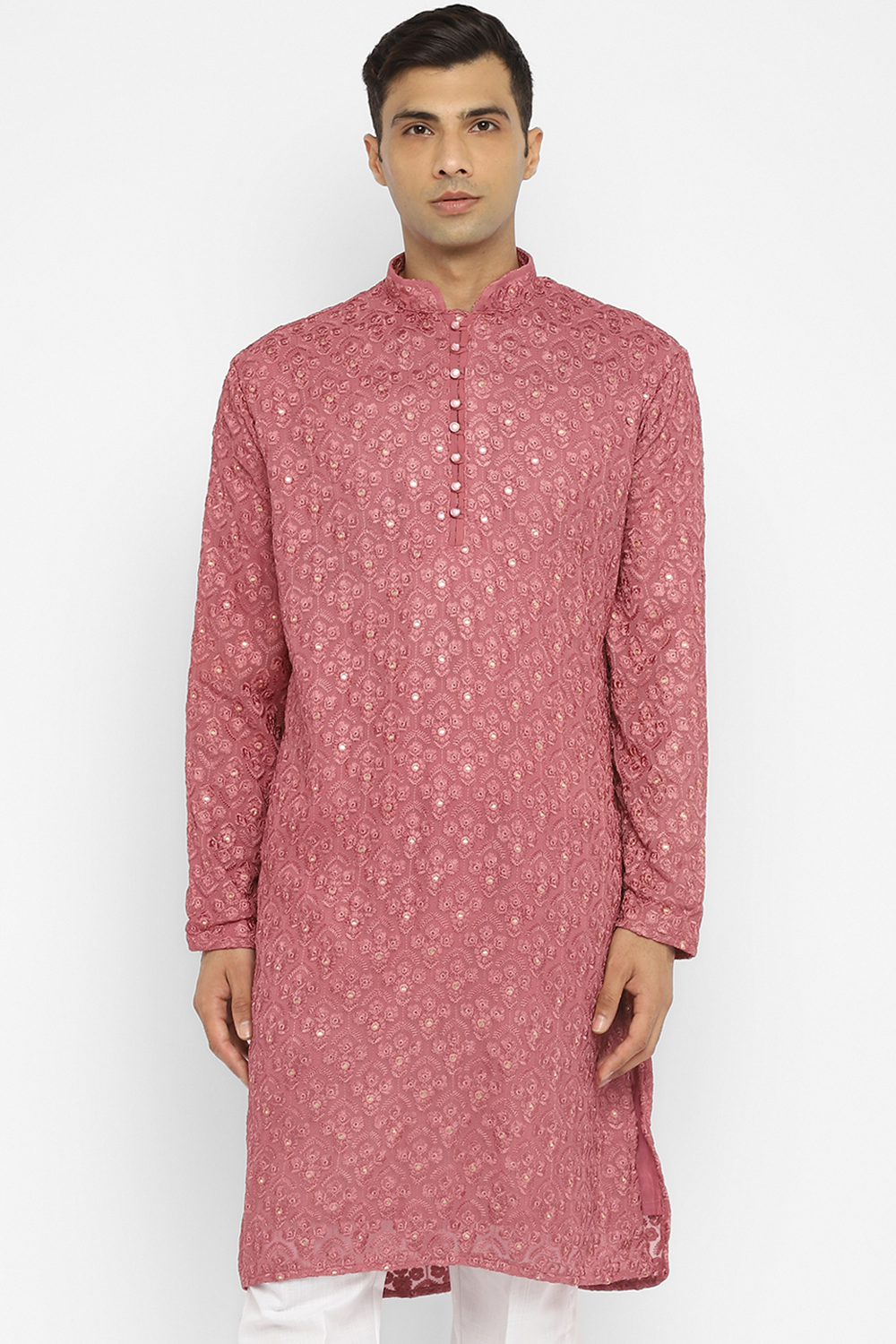 Chikankari Kurta Set With Motif Mirror Embroidery