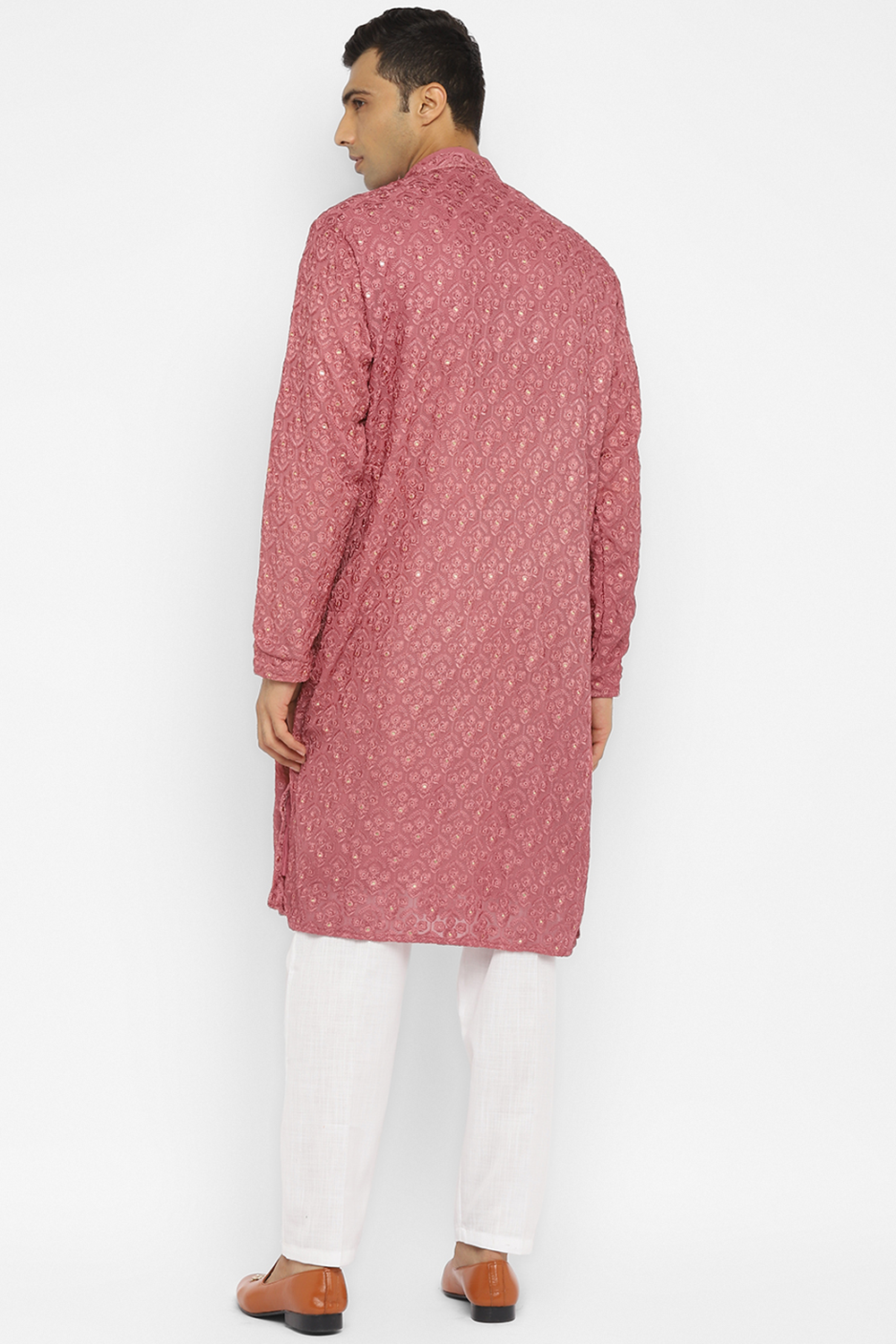 Chikankari Kurta Set With Motif Mirror Embroidery