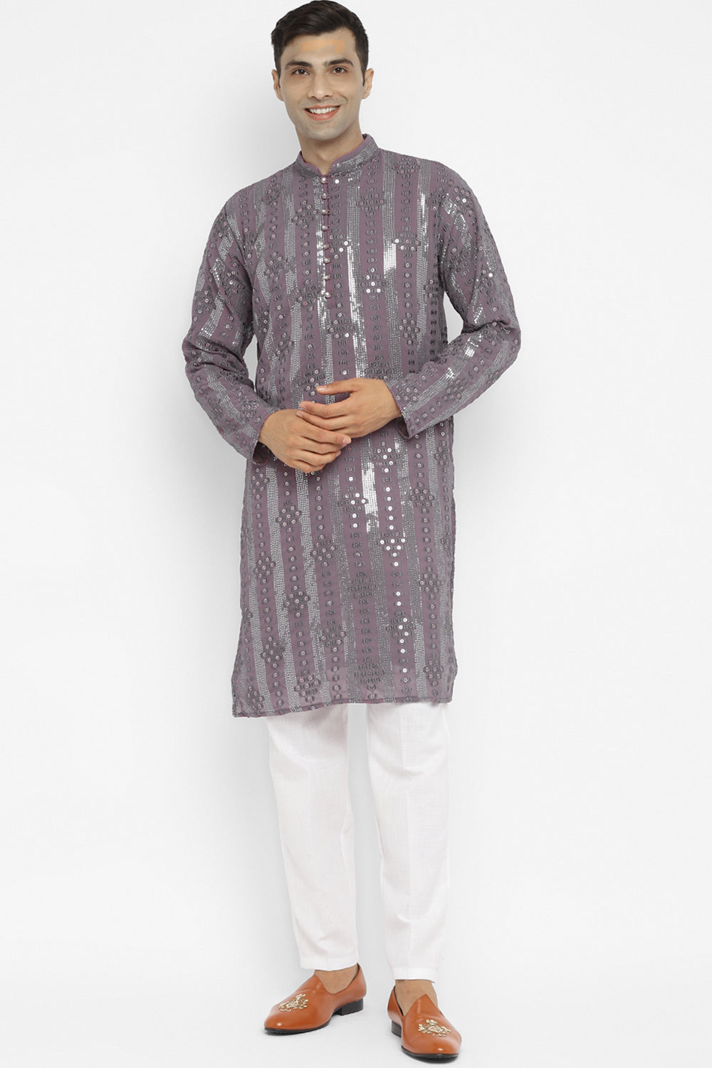 Panel Designed Sequin Embroidery Kurta Set