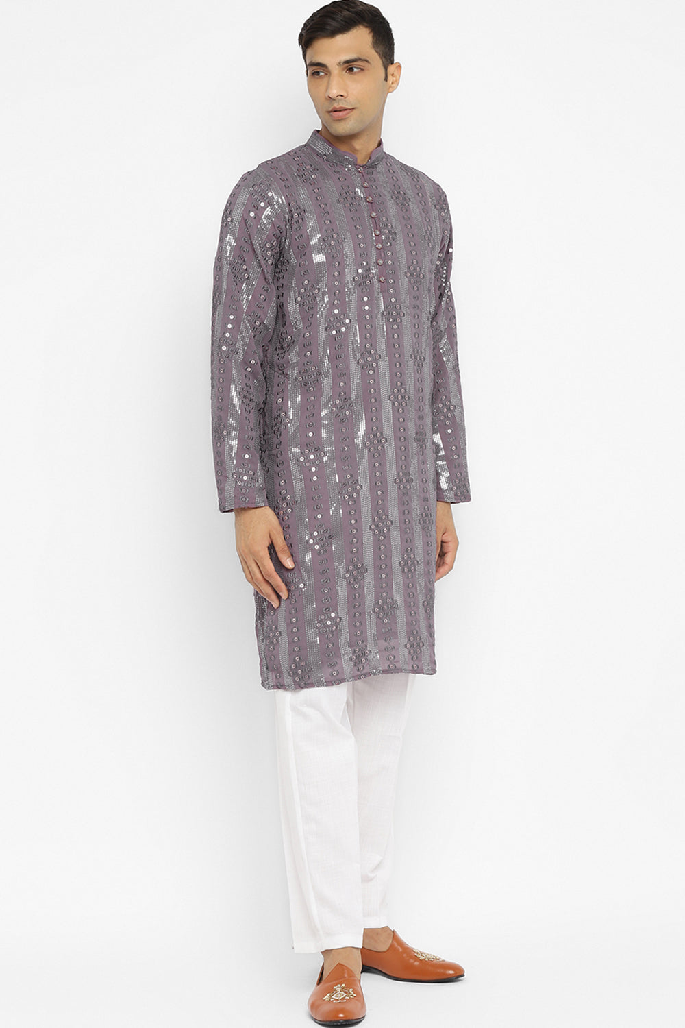 Panel Designed Sequin Embroidery Kurta Set