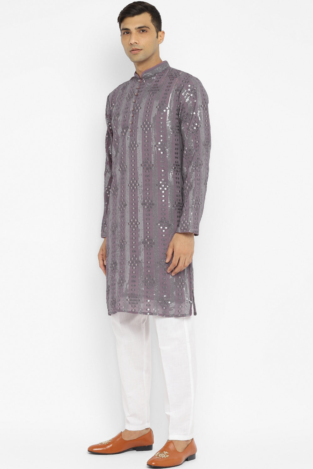 Panel Designed Sequin Embroidery Kurta Set