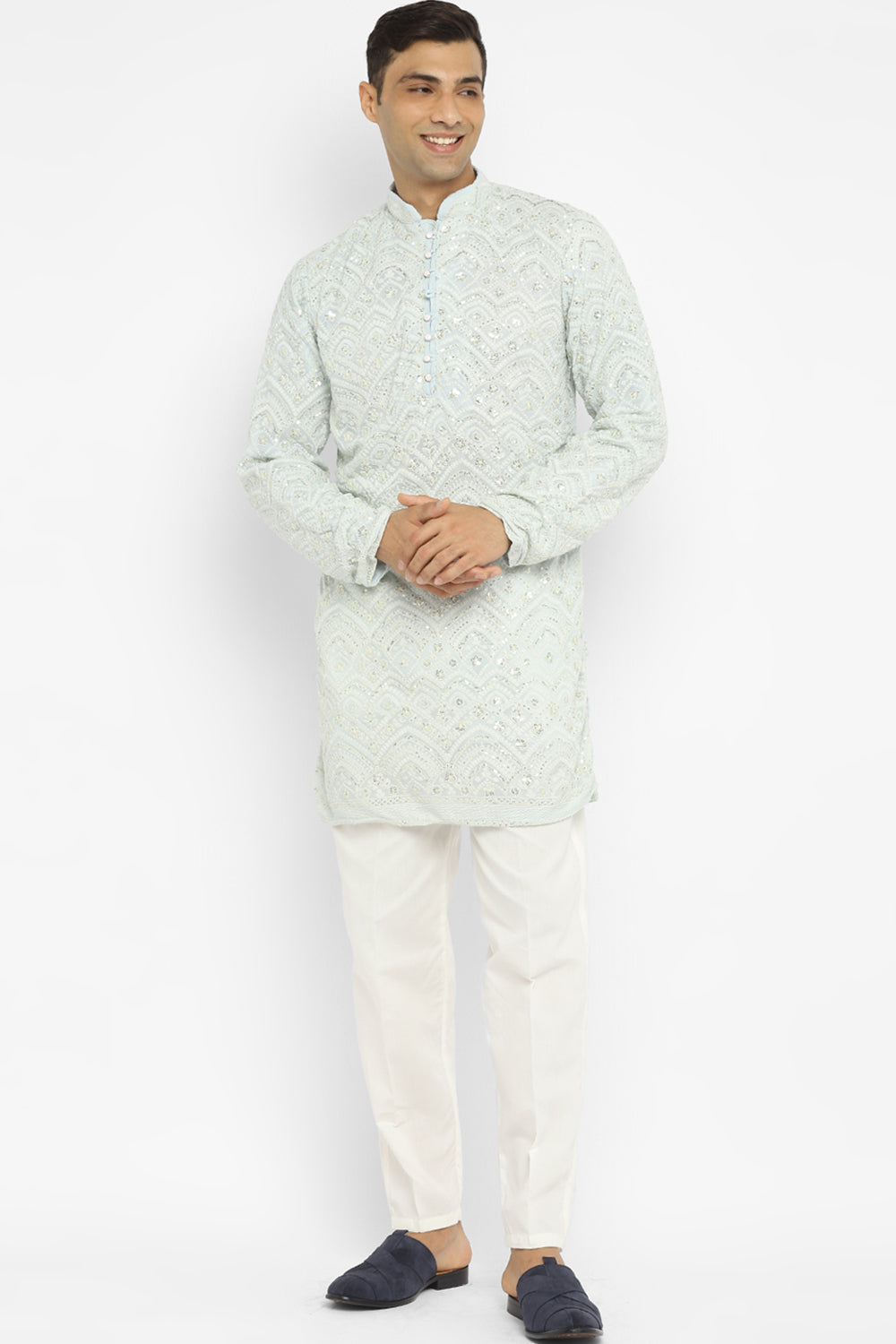 Sequin Chikankari Embroidery Kurta Set