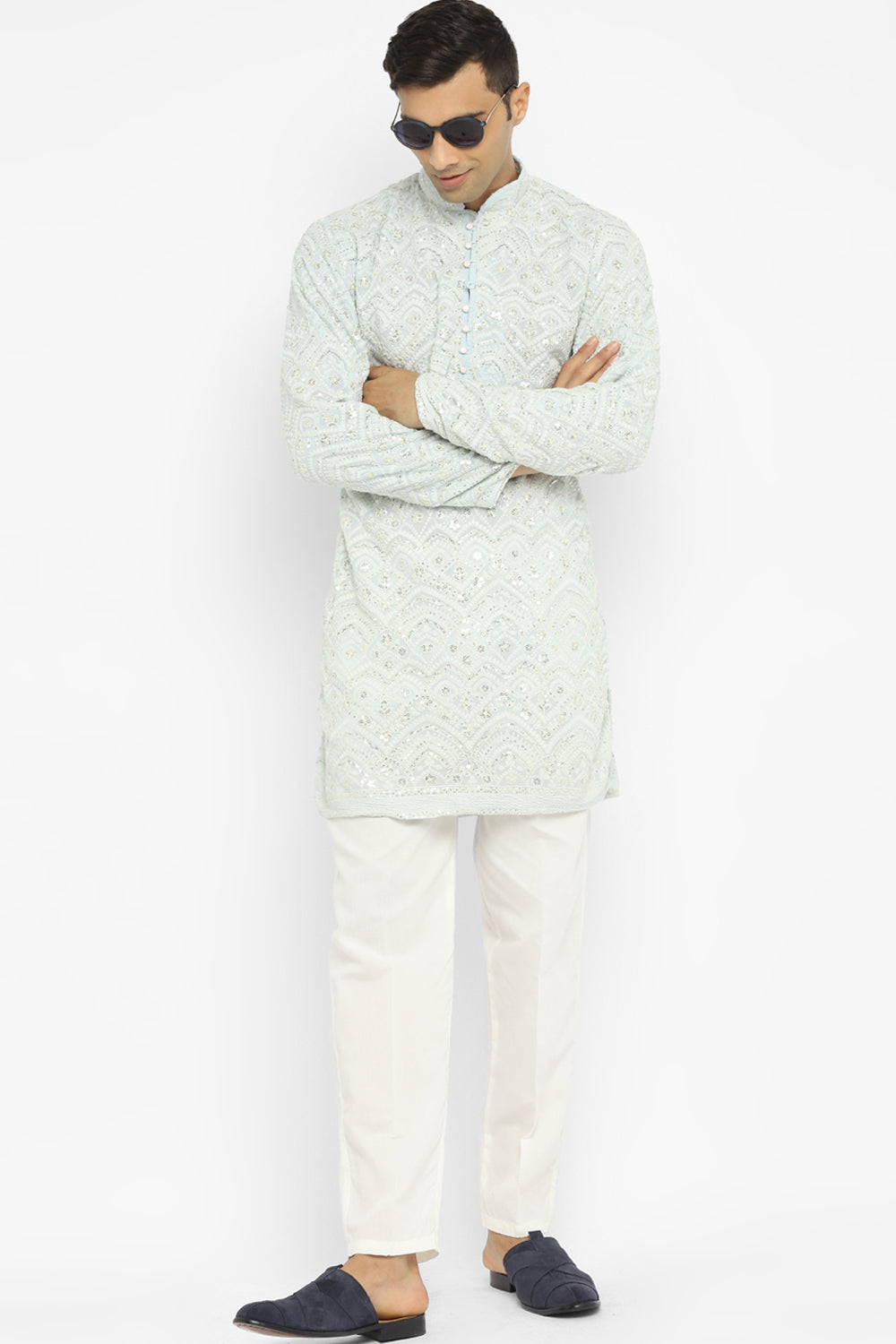 Sequin Chikankari Embroidery Kurta Set