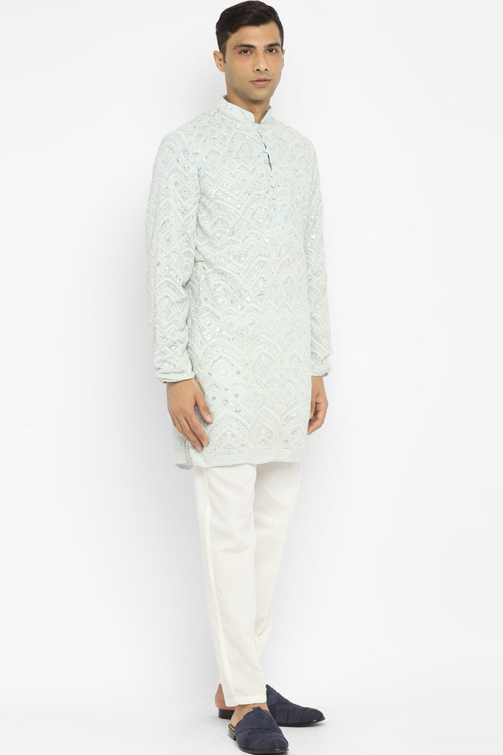 Sequin Chikankari Embroidery Kurta Set