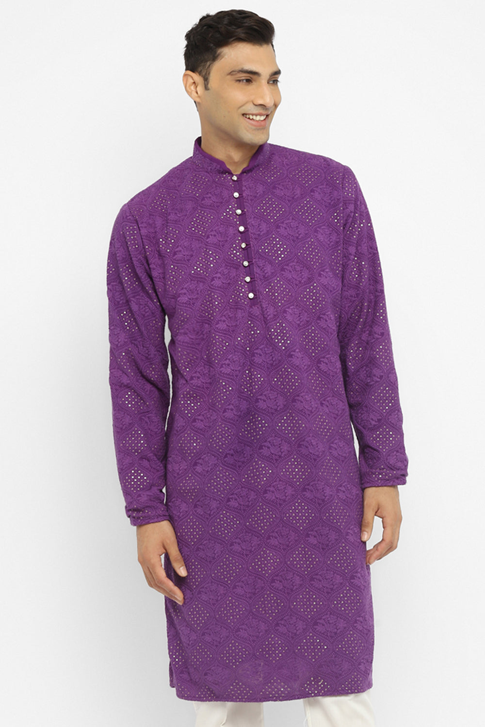 Chikankari Kurta Set With Motif Embroidery