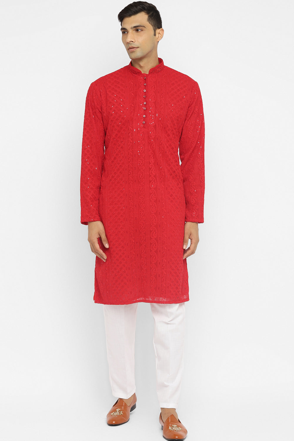 Sequin Chikankari Embroidery Kurta Set